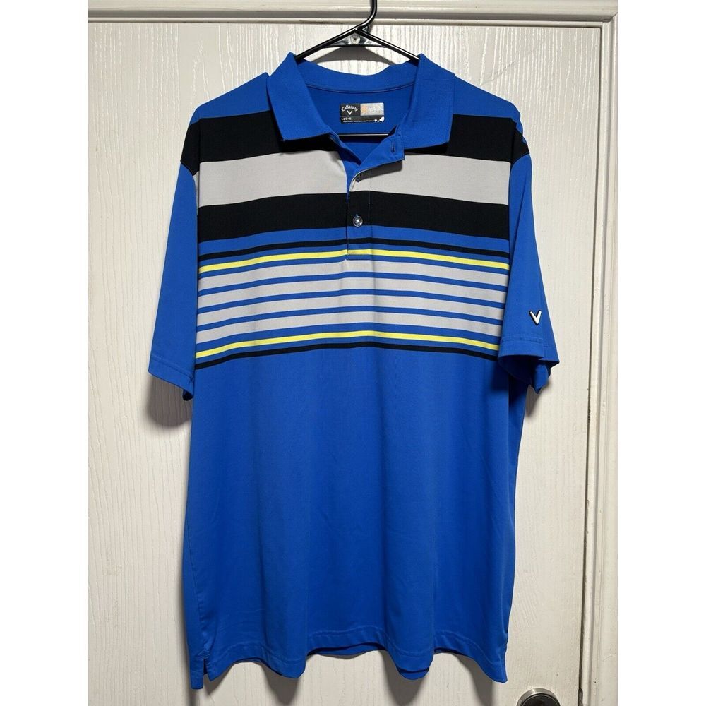 Callaway Golf Opti-Dri Stretch Performance Striped Polo Shirt Mens Large